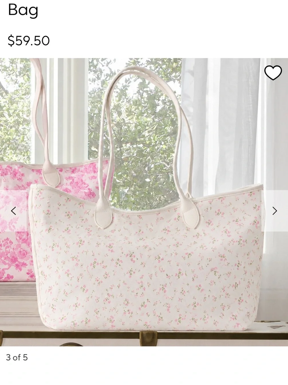 LoveShackFancy White Tote with Pink Floral Print